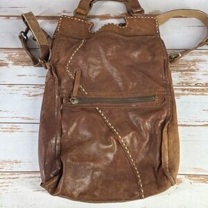 Lucky Brand Crossbody Messenger Purse Bag Abbey Road Brown Leather Fold Over